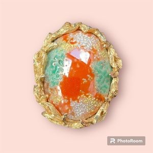 Vtg Elizabeth Morrey oval pendant or brooch